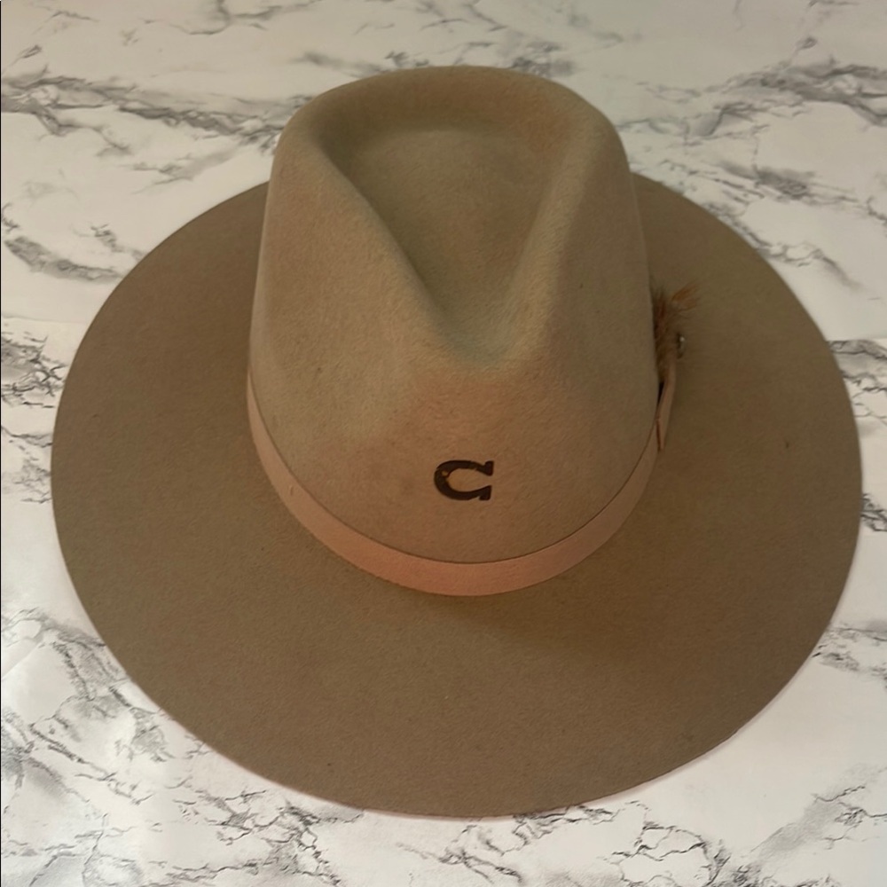 Tan Wide-Brimmed Felt Hat